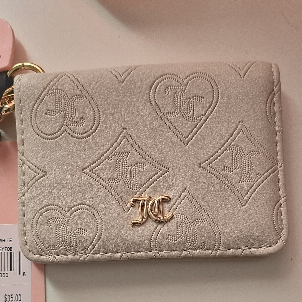 Juicy Couture Cream Card Holder with Gold Accents